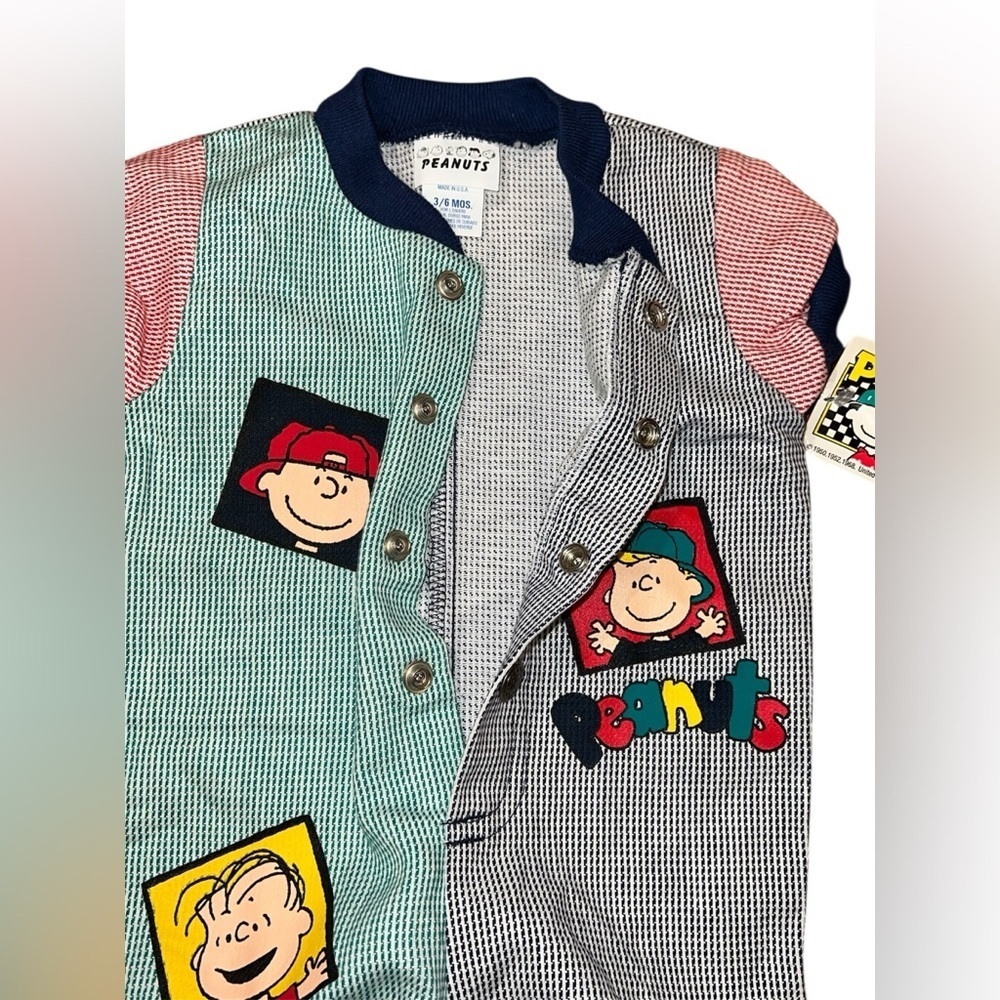 NWT Vintage 90's Peanuts Charlie Brown USA snap button baby romper . - Picture 3 of 5
